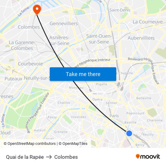 Quai de la Rapée to Colombes map