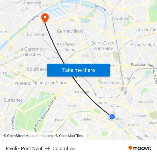 Rivoli - Pont Neuf to Colombes map