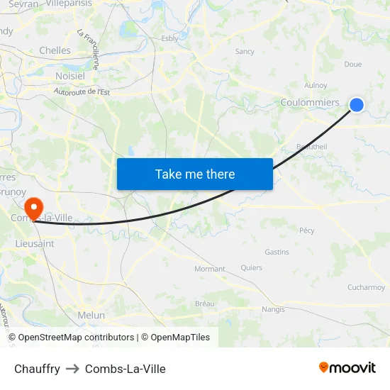 Chauffry to Combs-La-Ville map