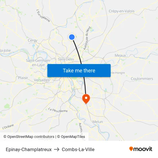 Epinay-Champlatreux to Combs-La-Ville map