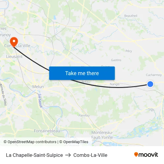 La Chapelle-Saint-Sulpice to Combs-La-Ville map
