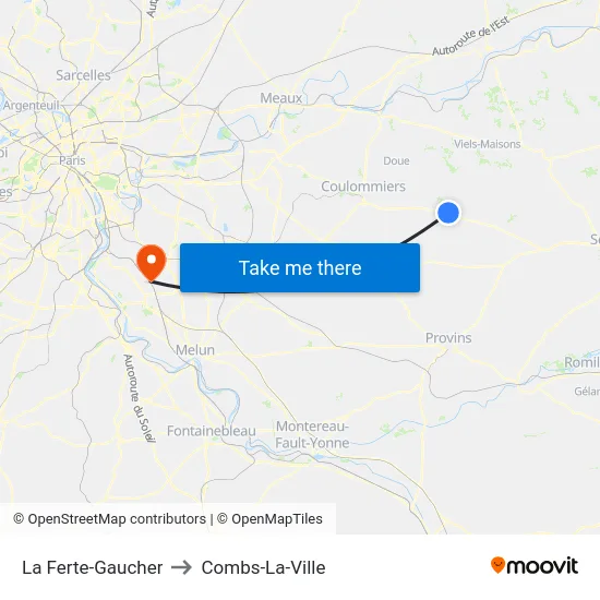 La Ferte-Gaucher to Combs-La-Ville map