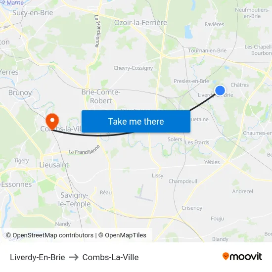 Liverdy-En-Brie to Combs-La-Ville map
