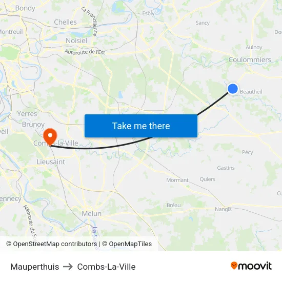 Mauperthuis to Combs-La-Ville map
