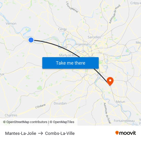 Mantes-La-Jolie to Combs-La-Ville map