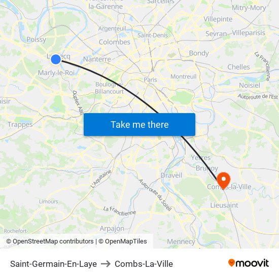 Saint-Germain-En-Laye to Combs-La-Ville map