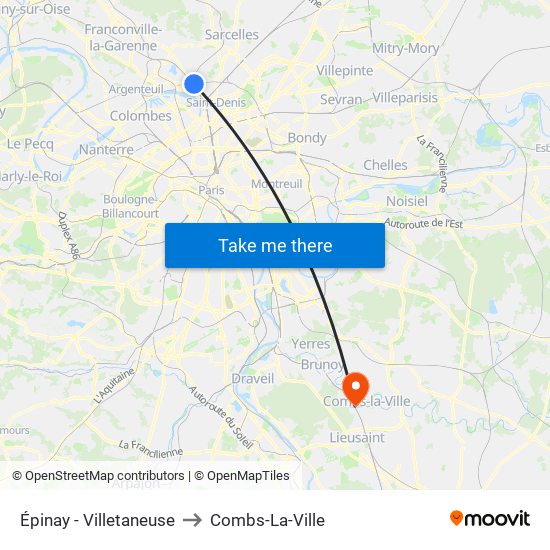 Épinay - Villetaneuse to Combs-La-Ville map