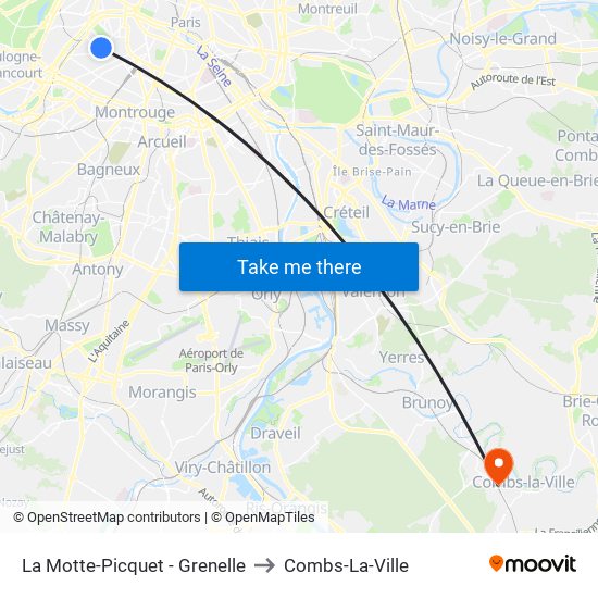 La Motte-Picquet - Grenelle to Combs-La-Ville map