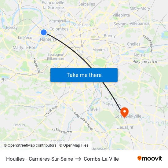 Houilles - Carrières-Sur-Seine to Combs-La-Ville map