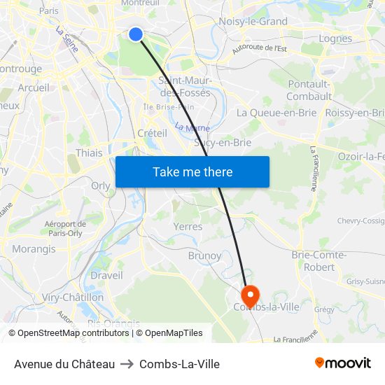 Avenue du Château to Combs-La-Ville map