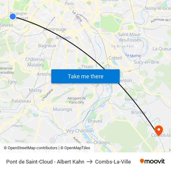 Pont de Saint-Cloud - Albert Kahn to Combs-La-Ville map