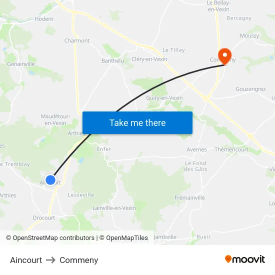 Aincourt to Commeny map
