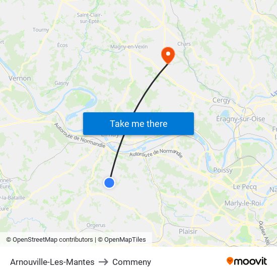 Arnouville-Les-Mantes to Commeny map
