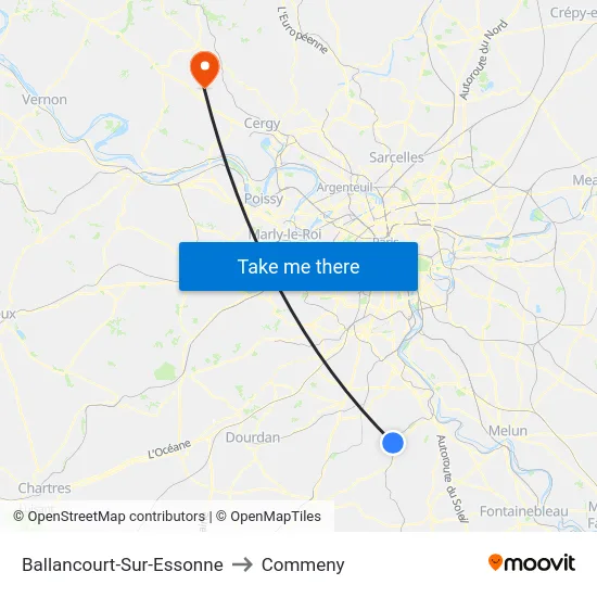 Ballancourt-Sur-Essonne to Commeny map