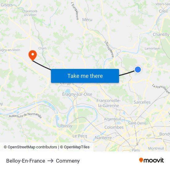 Belloy-En-France to Commeny map
