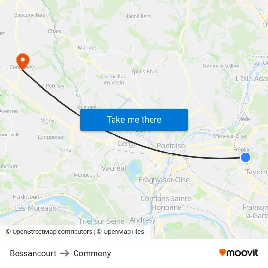 Bessancourt to Commeny map