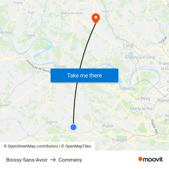 Boissy-Sans-Avoir to Commeny map