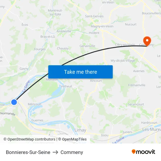 Bonnieres-Sur-Seine to Commeny map