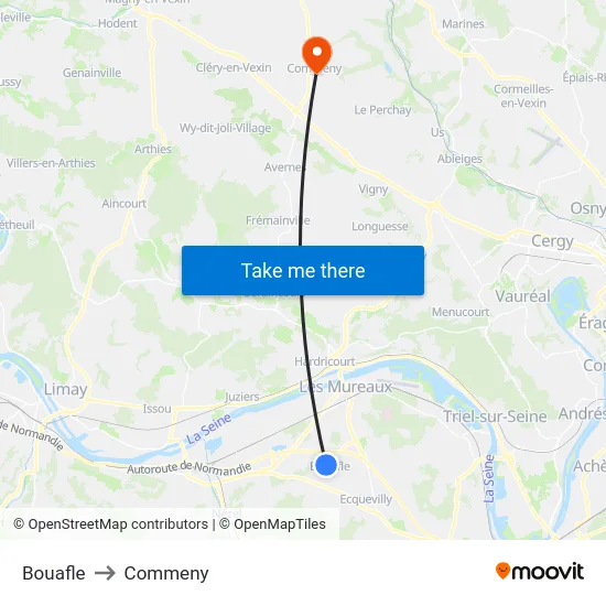 Bouafle to Commeny map