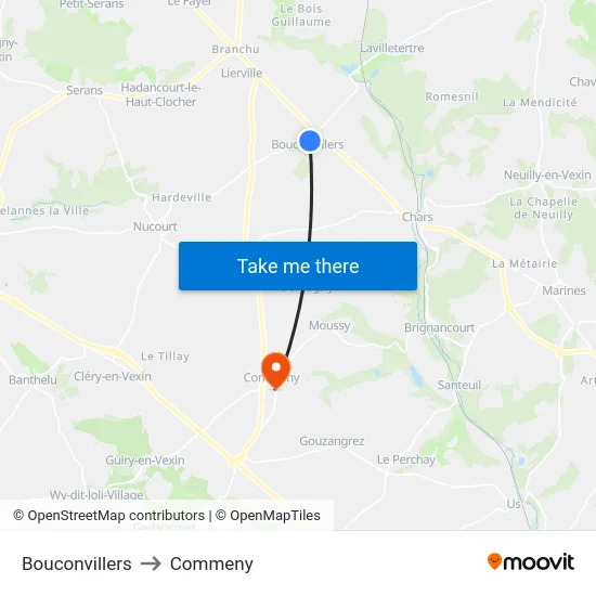 Bouconvillers to Commeny map