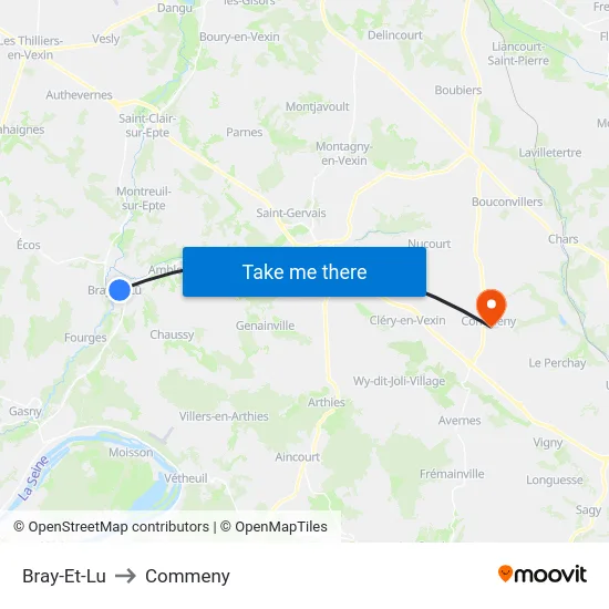 Bray-Et-Lu to Commeny map