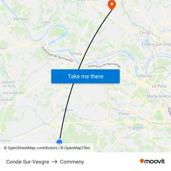 Conde-Sur-Vesgre to Commeny map