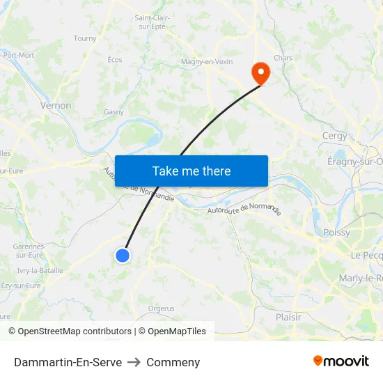 Dammartin-En-Serve to Commeny map