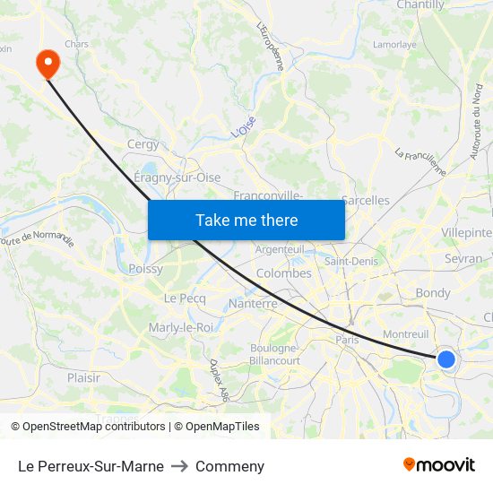 Le Perreux-Sur-Marne to Commeny map