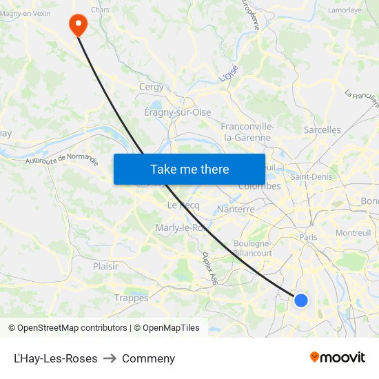 L'Hay-Les-Roses to Commeny map
