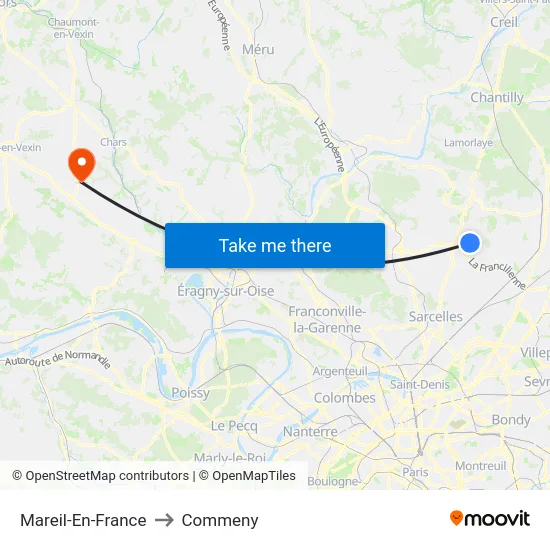 Mareil-En-France to Commeny map