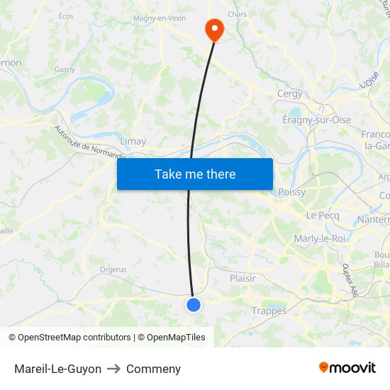 Mareil-Le-Guyon to Commeny map
