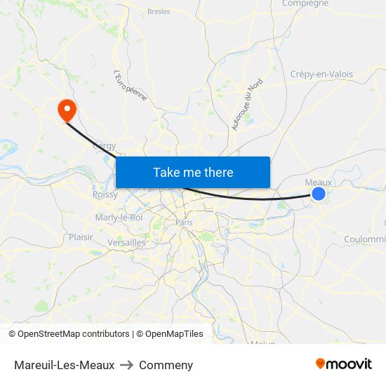 Mareuil-Les-Meaux to Commeny map