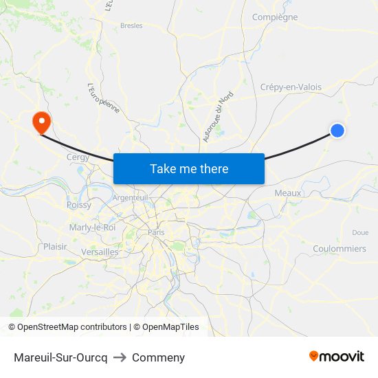 Mareuil-Sur-Ourcq to Commeny map