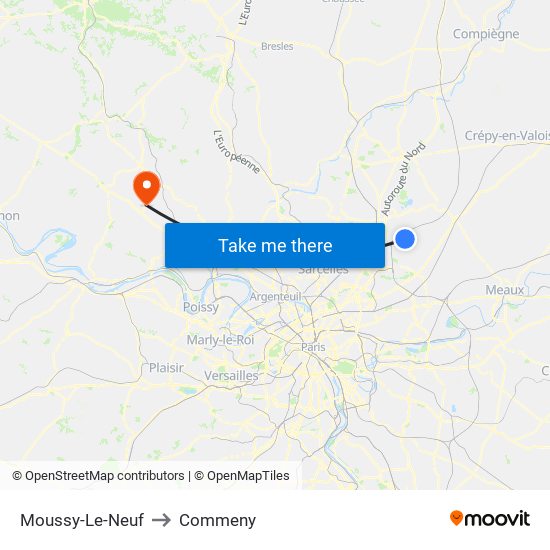 Moussy-Le-Neuf to Commeny map