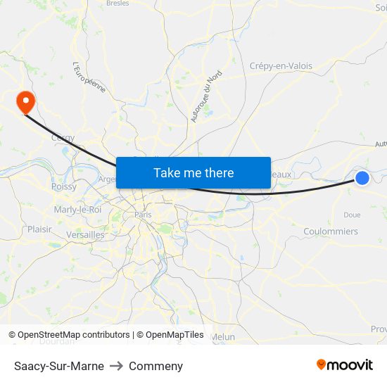Saacy-Sur-Marne to Commeny map