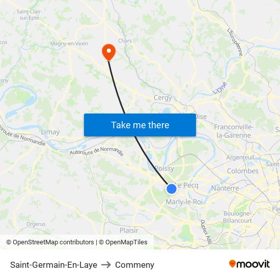 Saint-Germain-En-Laye to Commeny map
