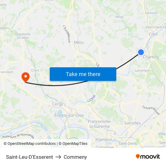 Saint-Leu-D'Esserent to Commeny map