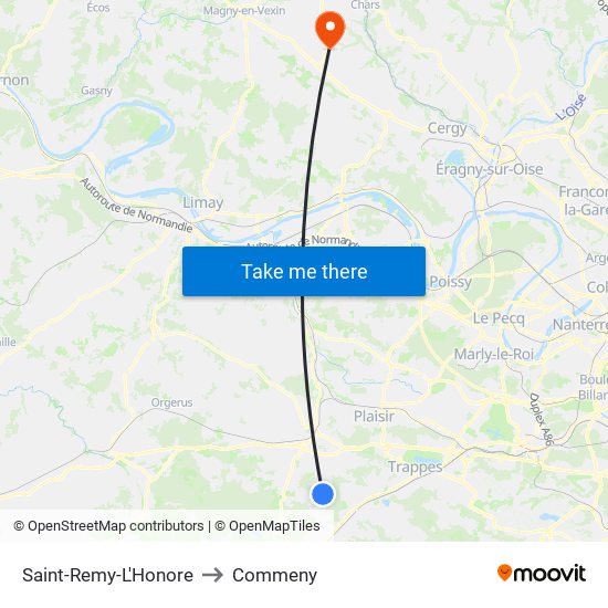 Saint-Remy-L'Honore to Commeny map