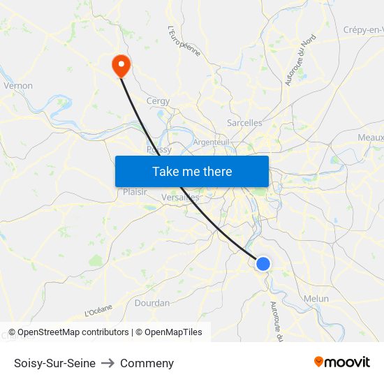 Soisy-Sur-Seine to Commeny map