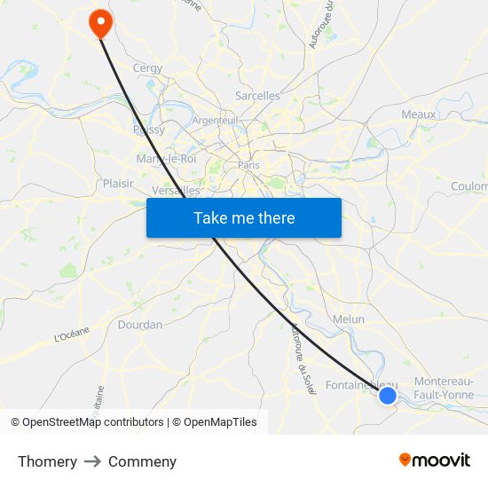 Thomery to Commeny map