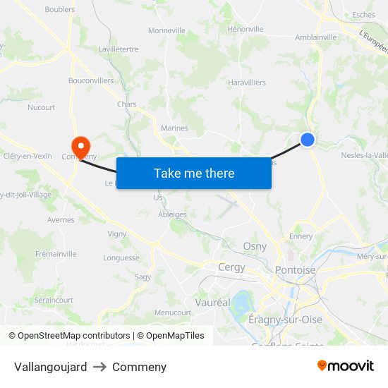 Vallangoujard to Commeny map
