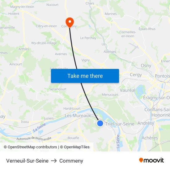 Verneuil-Sur-Seine to Commeny map