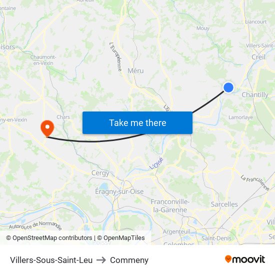 Villers-Sous-Saint-Leu to Commeny map