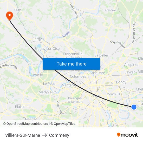 Villiers-Sur-Marne to Commeny map