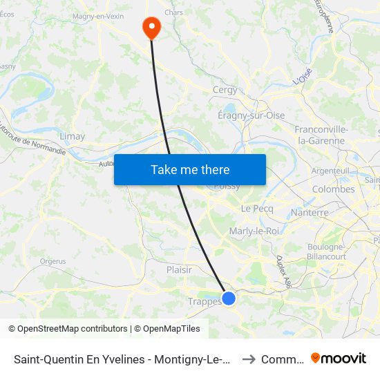 Saint-Quentin En Yvelines - Montigny-Le-Bretonneux to Commeny map