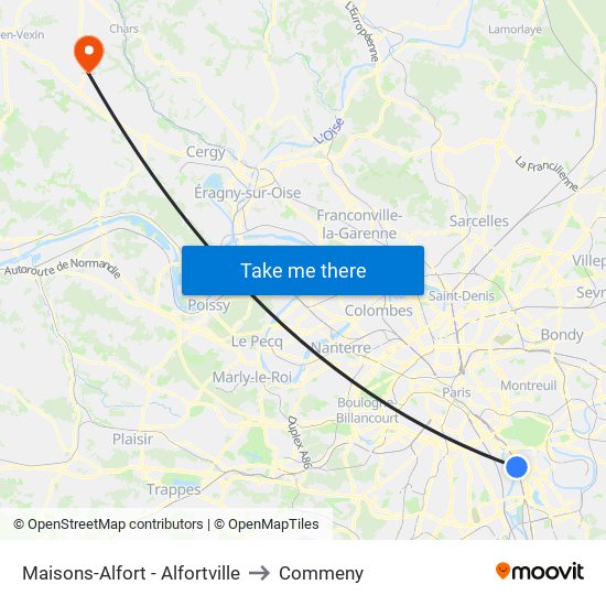 Maisons-Alfort - Alfortville to Commeny map