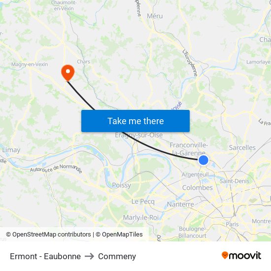 Ermont - Eaubonne to Commeny map