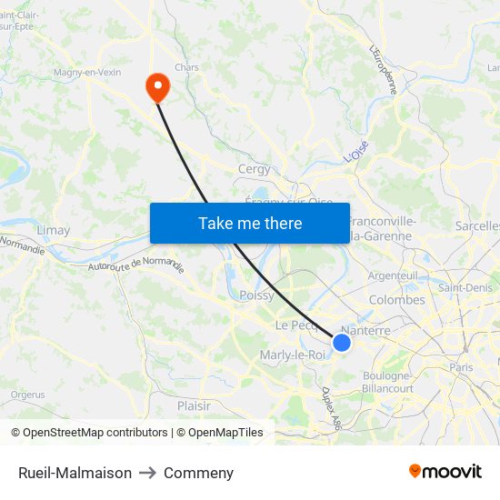 Rueil-Malmaison to Commeny map