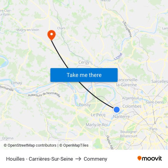 Houilles - Carrières-Sur-Seine to Commeny map