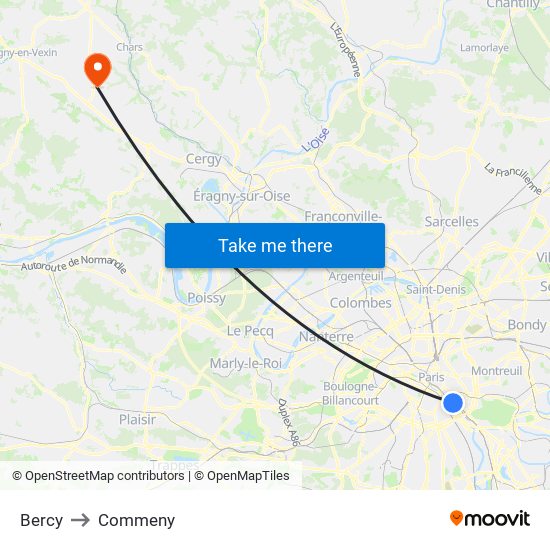Bercy to Commeny map